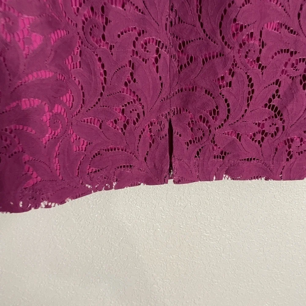 CAbi Purple Lace Knee Length Career Pencil Skirt 6